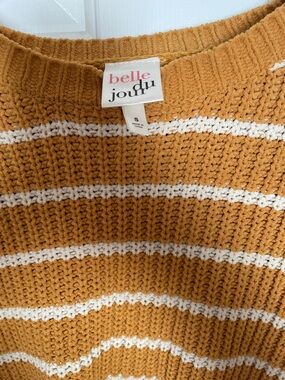 Belle Du Jour Mustard & White Striped Knit Sweater